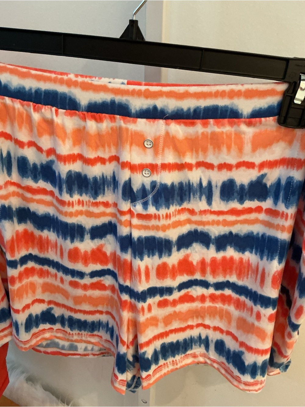 Cuddl Duds 2X Plus Size Lounge Set Coral Tie Dye Shorts Top & Matching Headband - Picture 8 of 14